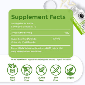 Capsules prébiotiques Gold Kiwi d'Intestinal Fortitude, vue de côté
