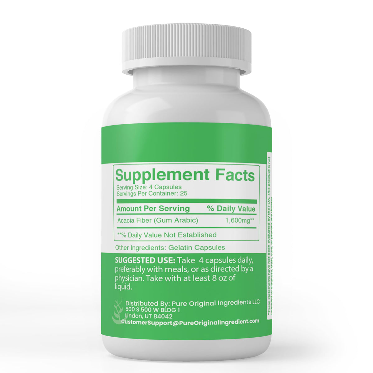 Capsules prébiotiques PURE ORIGINAL INGREDIENTS sur fond blanc
