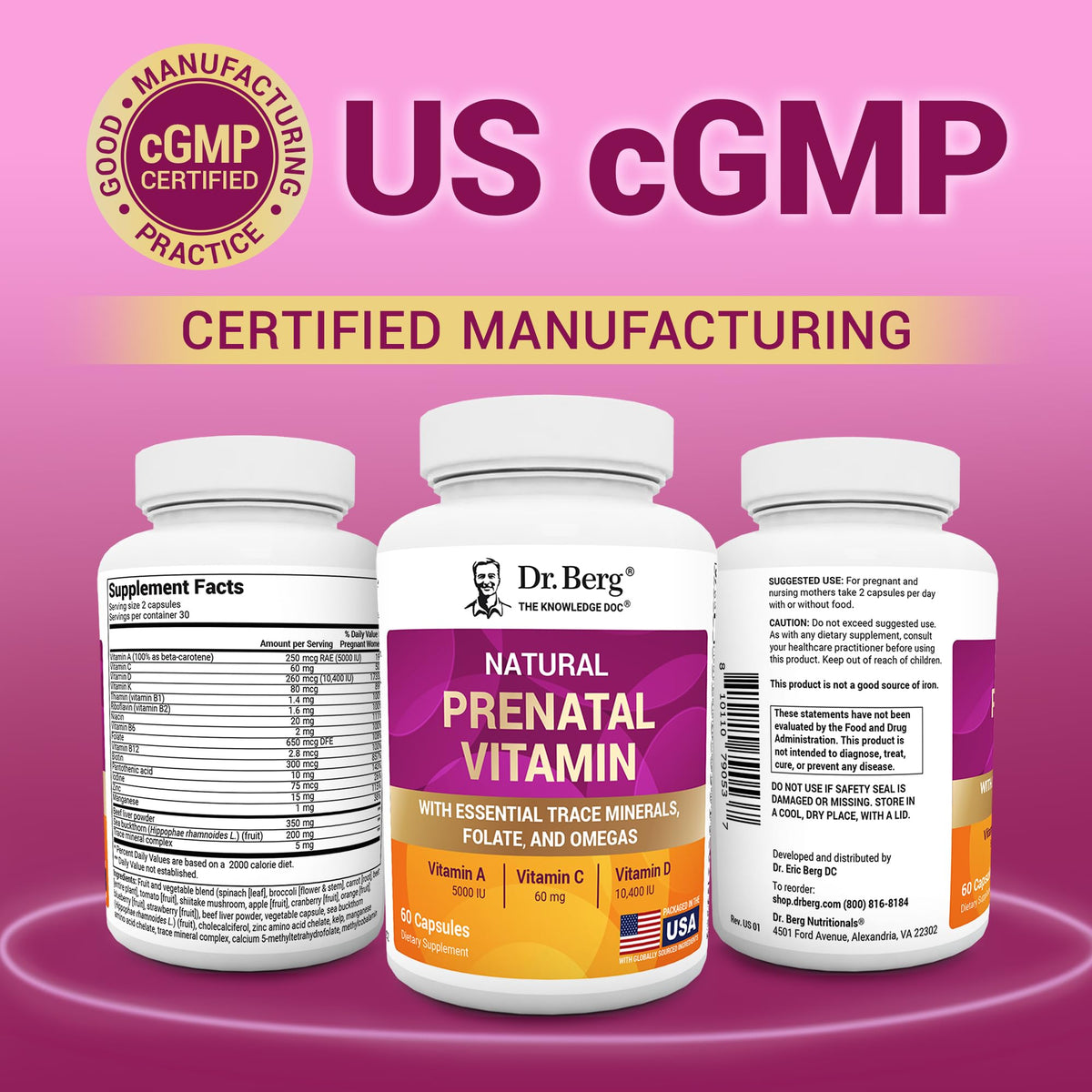 Capsules prénatales Dr. Berg près d'une assiette de fruits