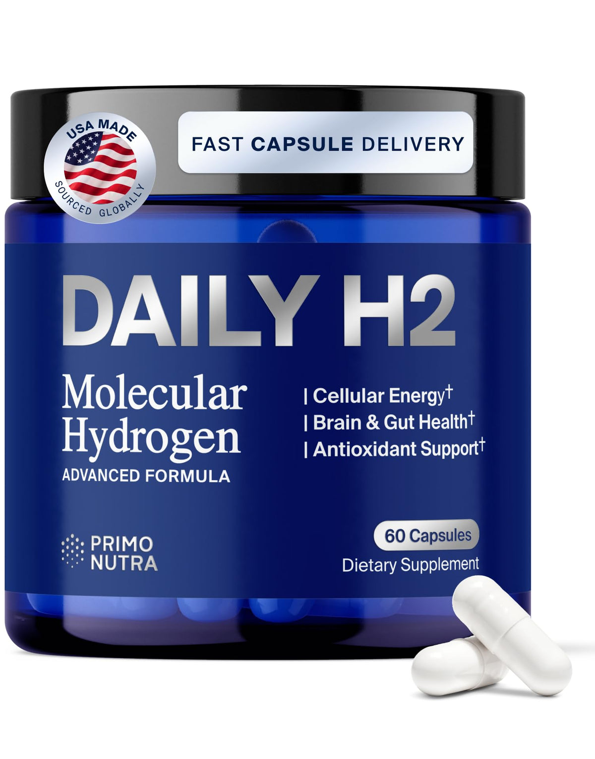 Capsules PRIMONUTRA DailyH2 vues de dessus dans leur emballage