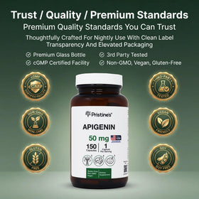 Capsules PRISTINE'S Apigenin 50mg en gros plan