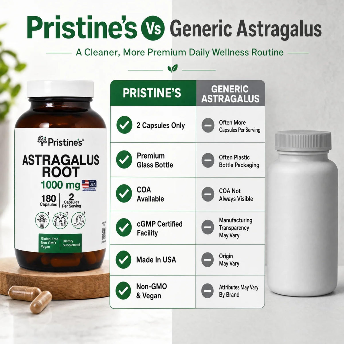 Capsules PRISTINE'S dans un verre d'eau