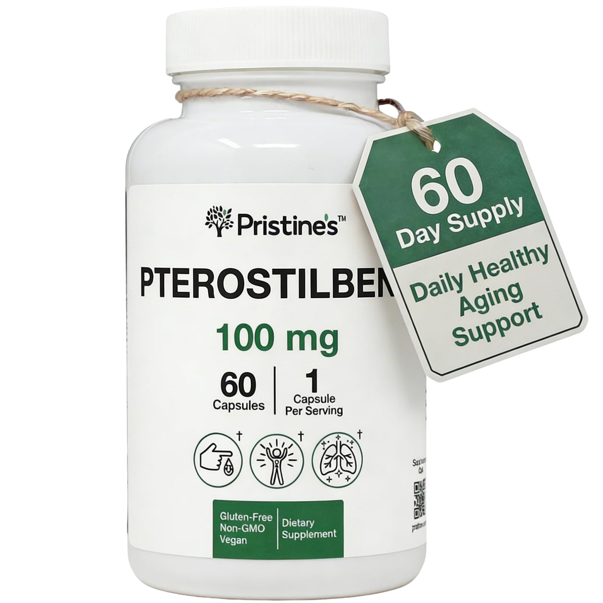 Capsules PRISTINE'S Pterostilbene 100 mg en flacon