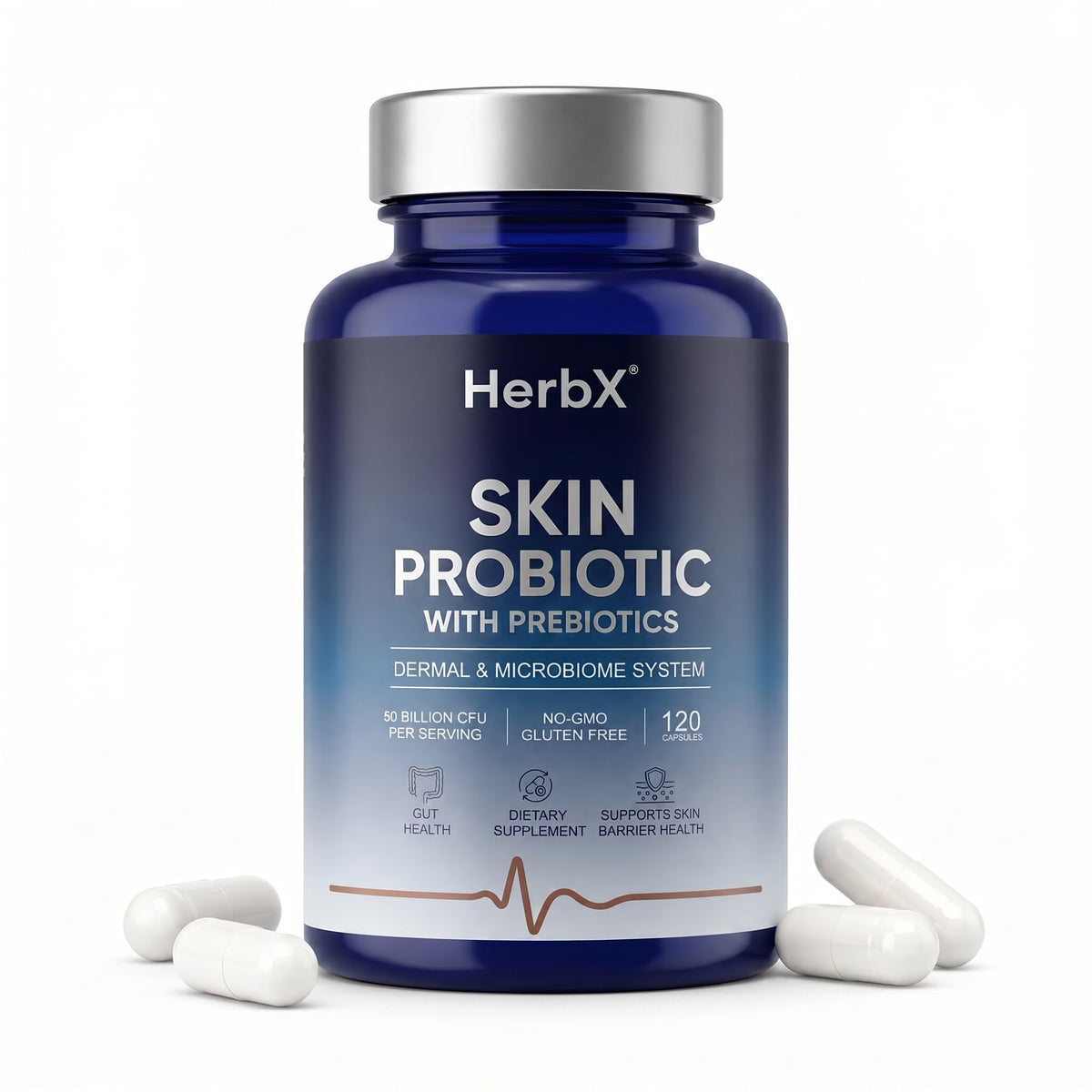Capsules probiotiques HerbX 120 végétales en bouteille