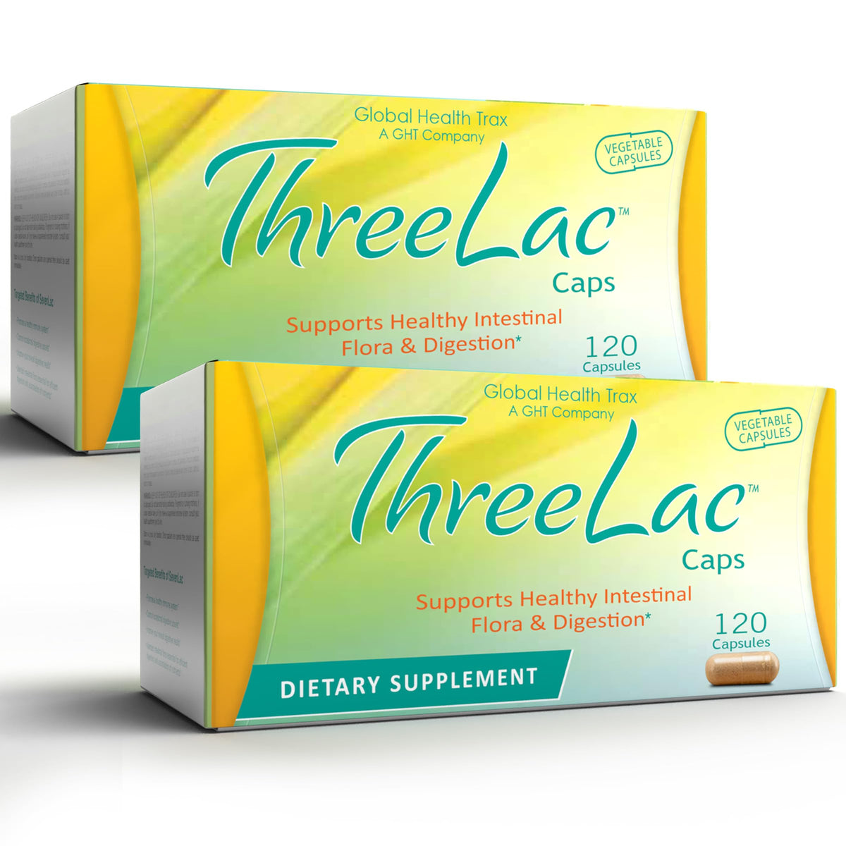 Capsules probiotiques ThreeLac GHT, vue de l'avant