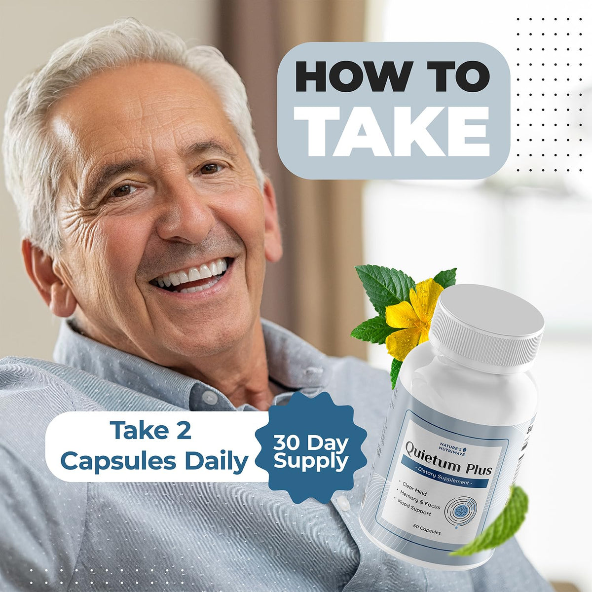Capsules Quietum Plus disposées sur une table