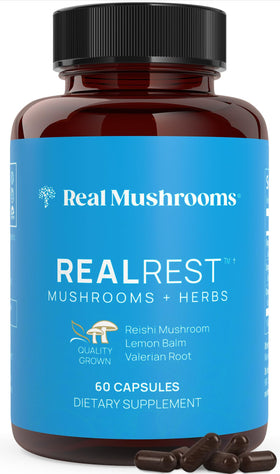 Capsules Real Mushrooms RealRest en bouteille vue de face
