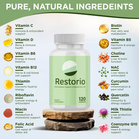 Capsules Restorio sur une surface blanche