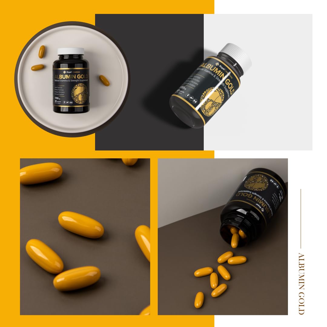 Capsules Royal Canadian Albumine Or 1700mg en gros plan
