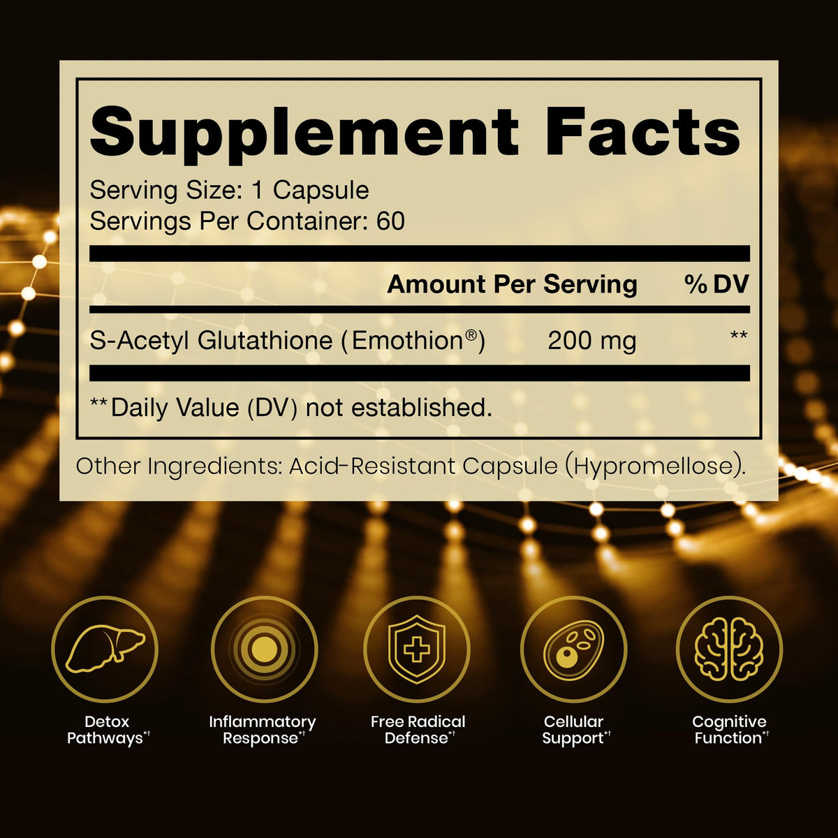 Capsules S-Acetyl Glutathione de Pure Therapro Rx, vue de face