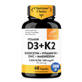 Capsules Sandhu's D3 K2 5000 IU 120mcg en bouteille
