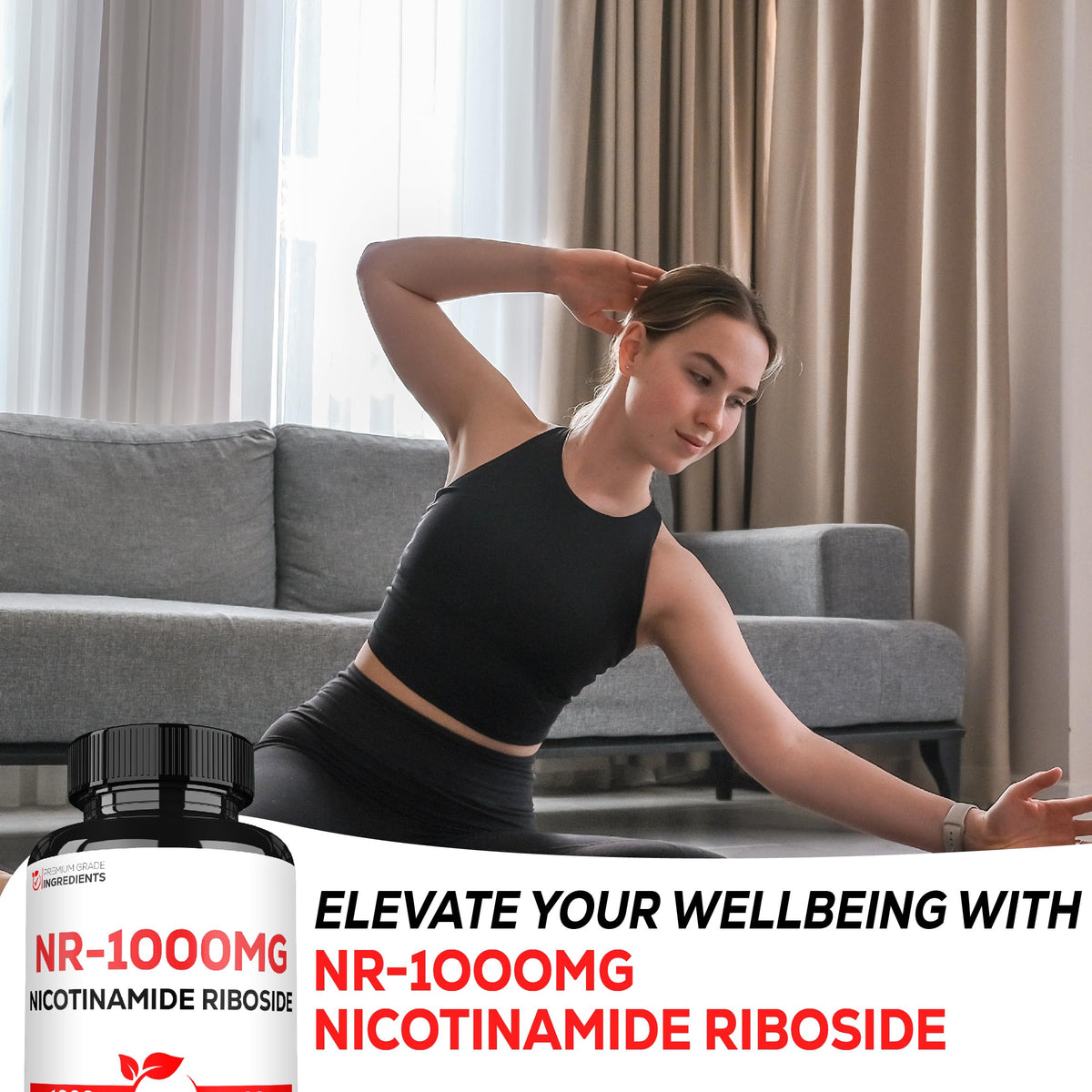 Capsules Satoomi Nicotinamide Riboside sur une surface en bois