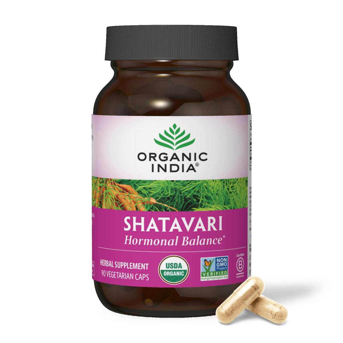 Capsules Shatavari ORGANIC INDIA en bouteille de 90 V-capsules