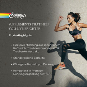 Capsules SOLARAY Resvératrol sur fond blanc