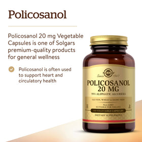 Capsules Solgar Policosanol 20 mg sur fond blanc