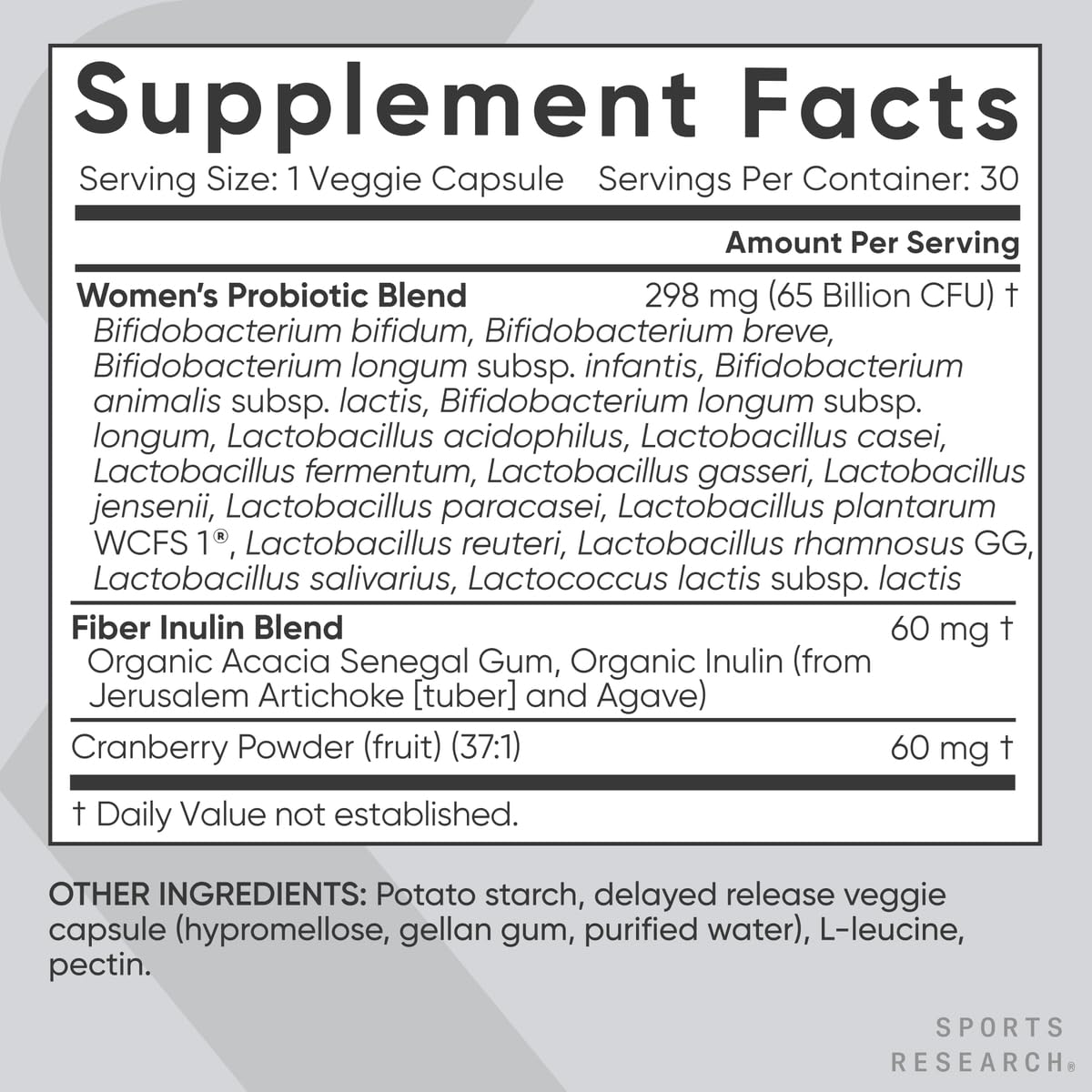 Capsules Sports Research Probiotiques sur fond blanc