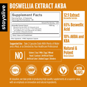 Capsules STAY ALIVE Boswellia Serrata 1000mg sur une surface blanche