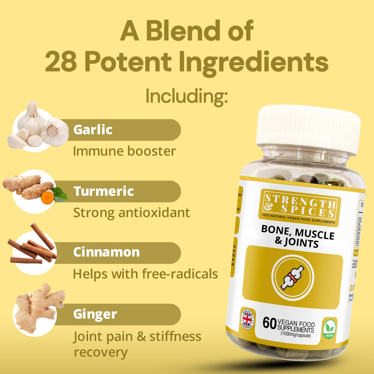 Capsules STRENGTH & SPICES ouvertes avec poudre à l'intérieur
