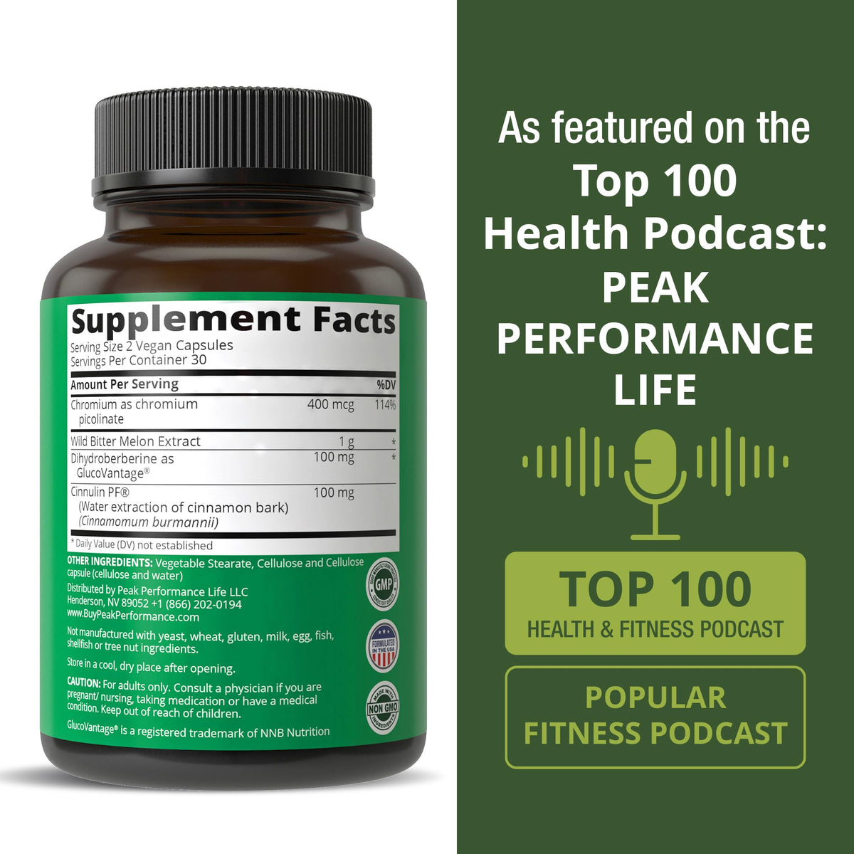 Capsules Super Berberine Peak Performance avec description des bienfaits