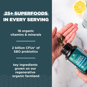 Capsules Super Greens Ancient Nutrition vue de côté