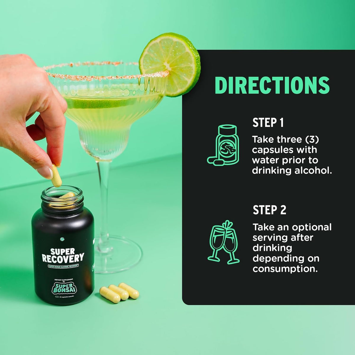 Capsules SuperBonsai avec un verre d'eau