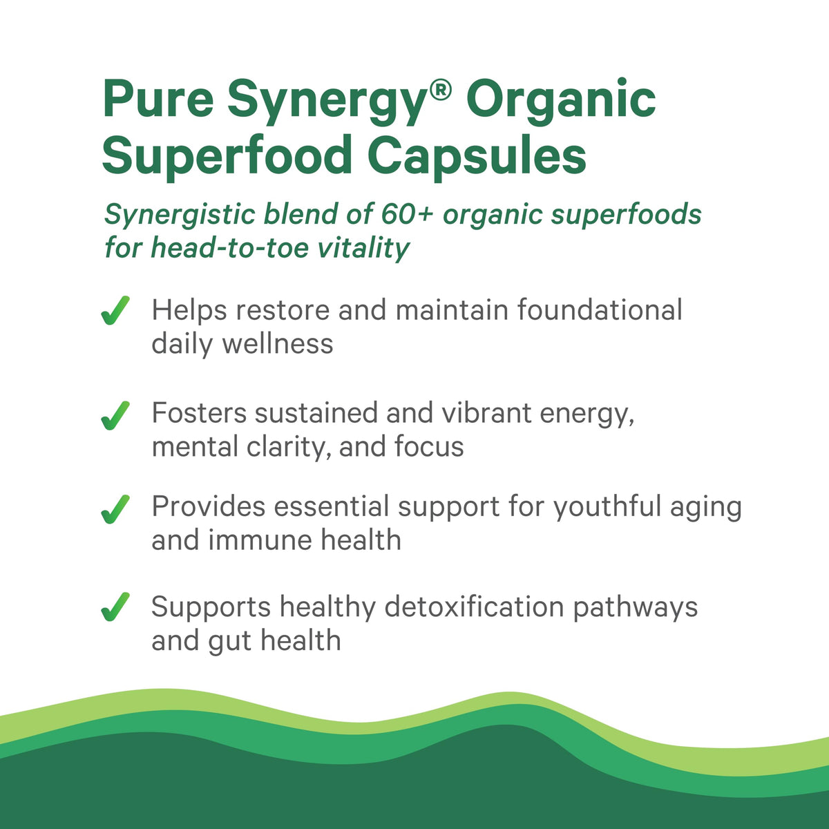 Capsules Superfood PURE SYNERGY avec un verre d'eau