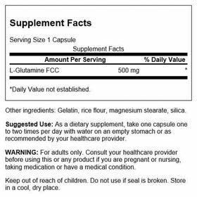 Capsules Swanson L-Glutamine 500 mg sur une table