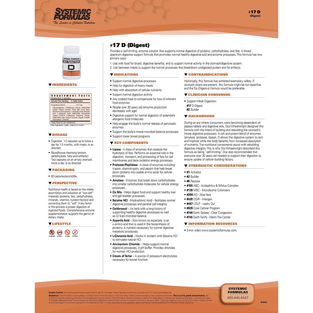 Capsules Systemic Formulas Bio Function #17 D dans une main