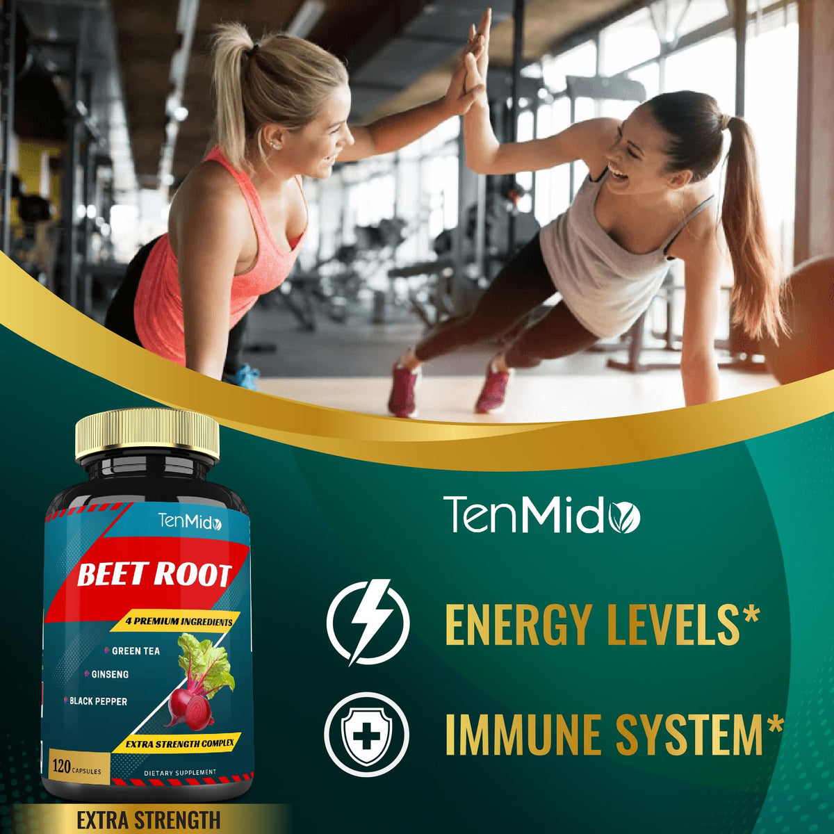 Capsules Tenmido avec extrait de betterave et thé vert