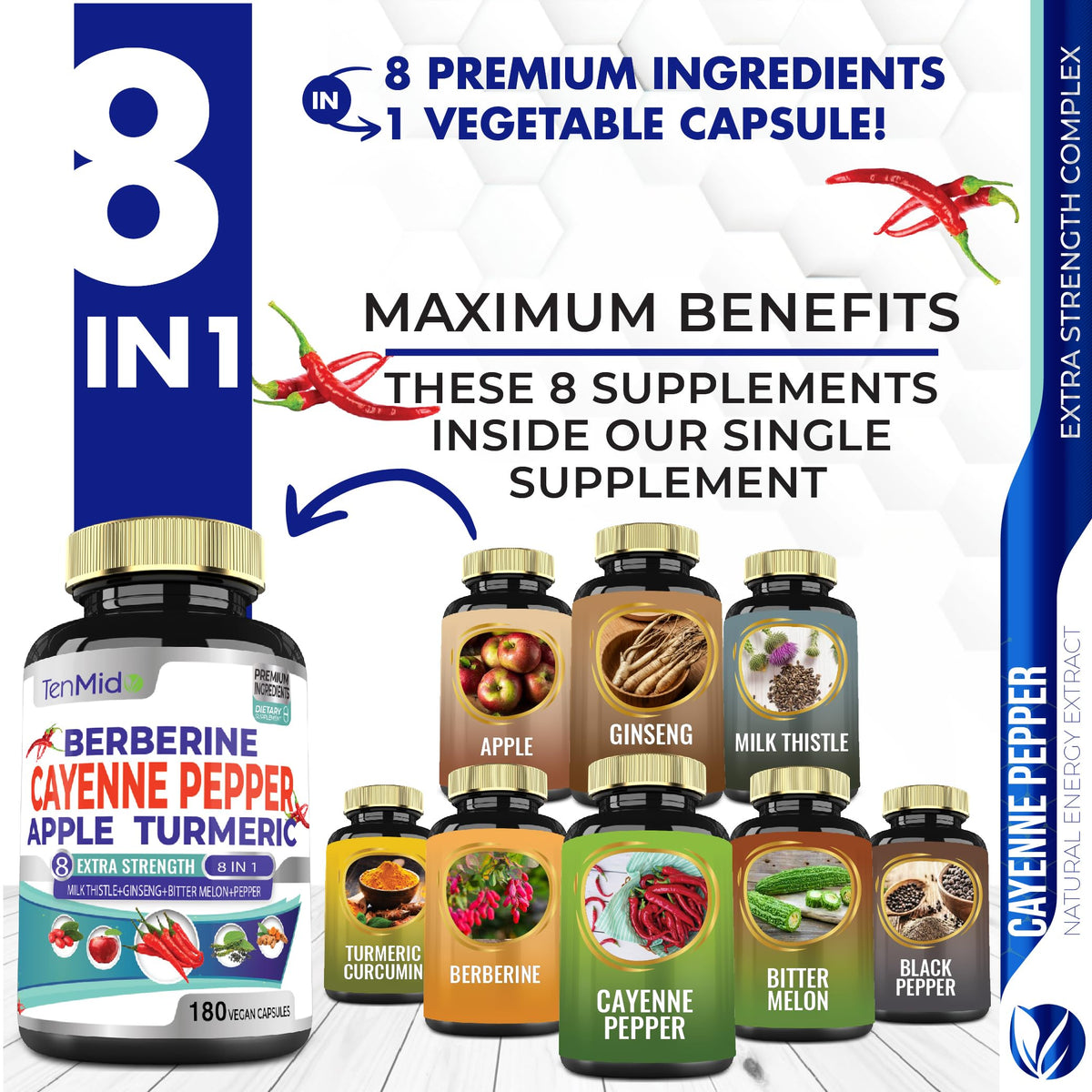 Capsules Tenmido Cayenne sur une table