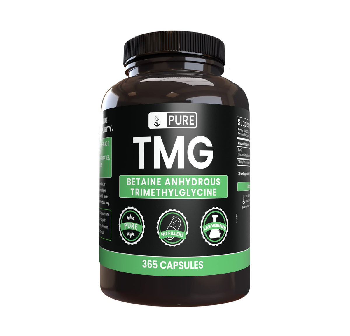 Capsules TMG PURE ORIGINAL INGREDIENTS en bouteille vue de face