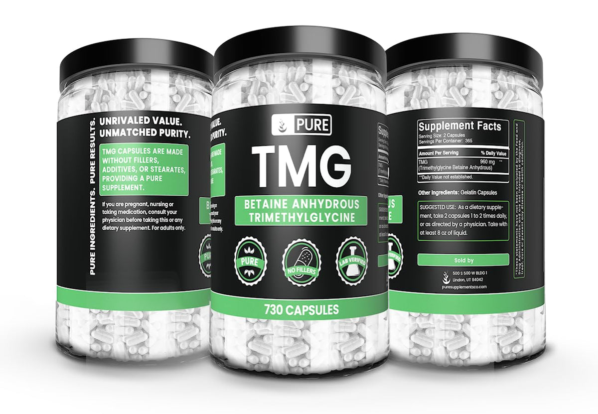 Capsules TMG sur fond blanc, prêtes à être utilisées