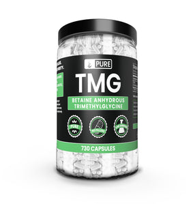 Capsules TMG Trimethylglycine 730 de PURE ORIGINAL INGREDIENTS, vue de face