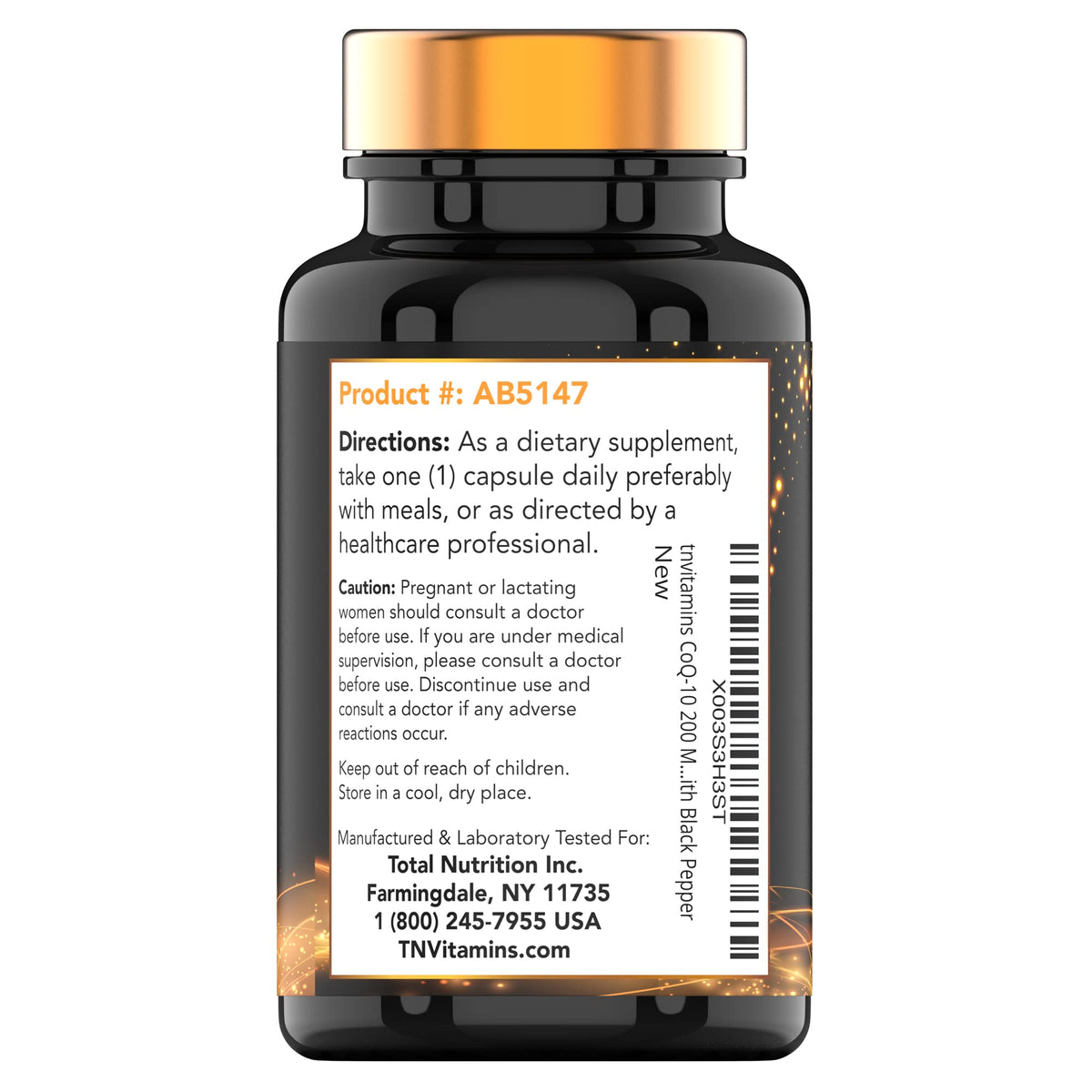 Capsules tnvitamins CoQ-10 200mg prêtes à l'emploi