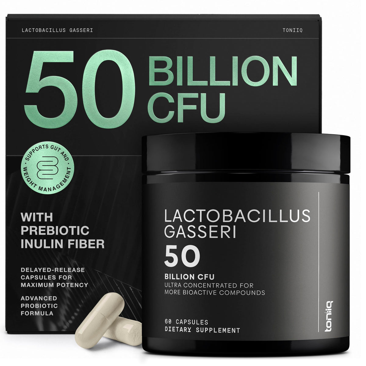 Capsules Toniiq Lactobacillus Gasseri 50B CFU en bouteille