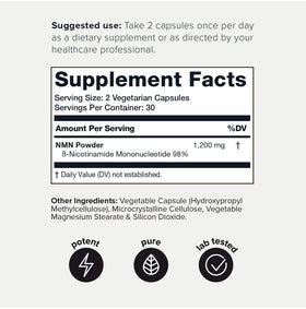Capsules Toniiq NMN 1200mg sur une surface blanche
