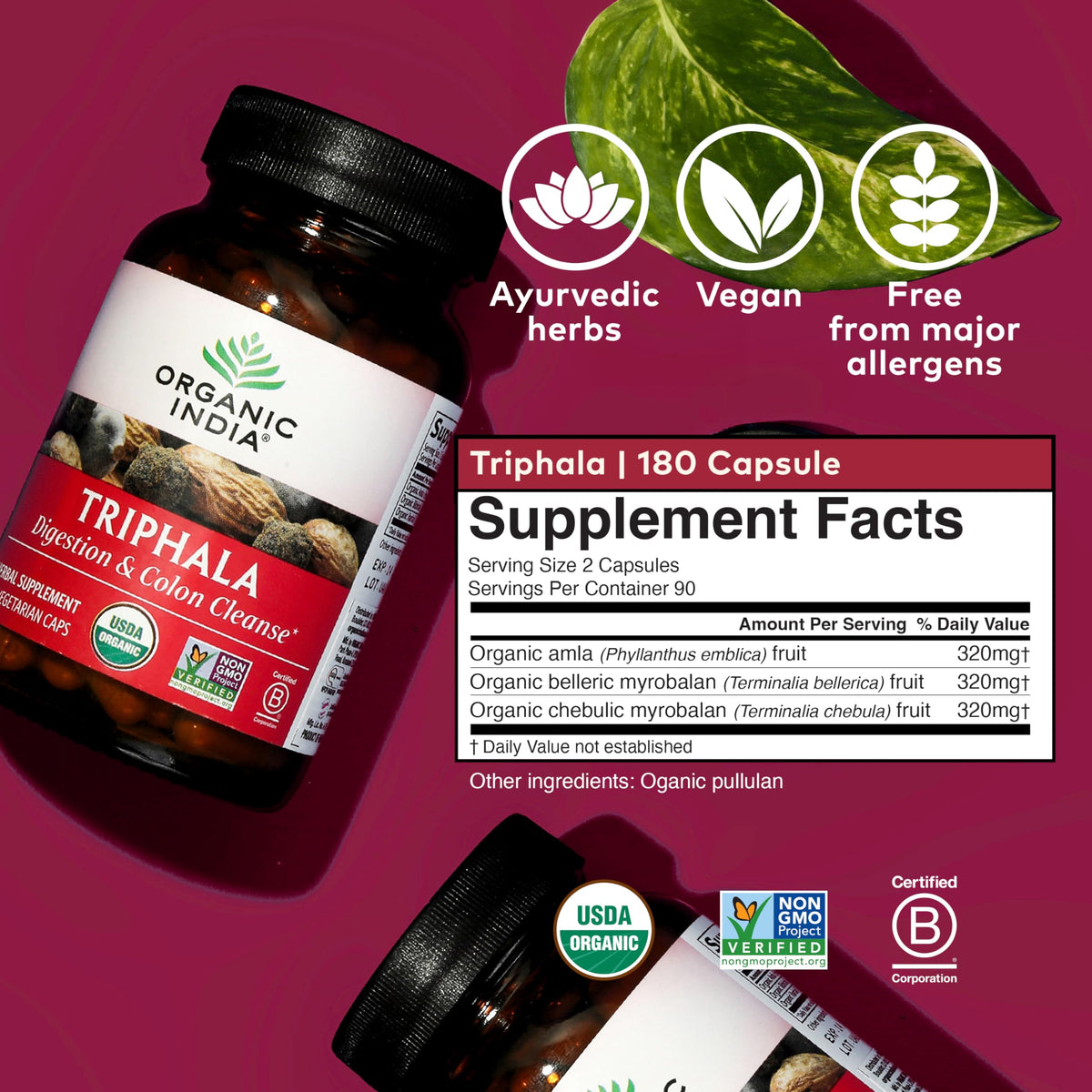 Capsules Triphala Bio ORGANIC INDIA, format pratique
