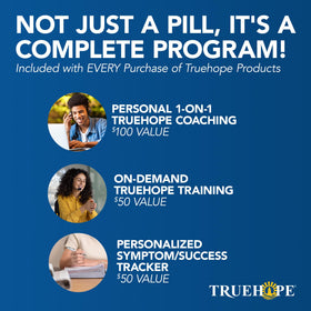 Capsules Truehope EMPowerplus sur une surface blanche