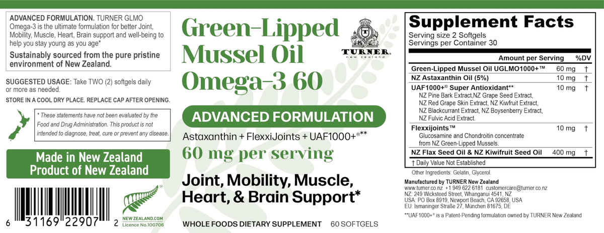 Capsules TURNER Omega-3, taille comparée à un centime