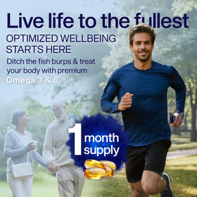 Capsules ULTIMATE EFAs Omega 3-6-9 sur un fond blanc