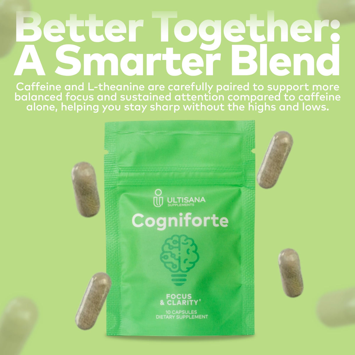 Capsules Ultisana avec des éléments de nature en arrière-plan