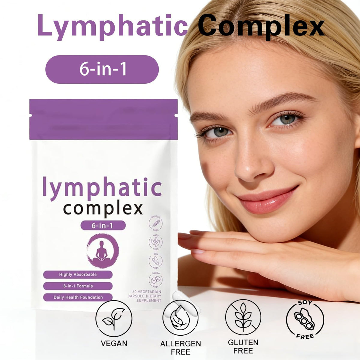 Capsules Umizze Complexe Lymphatique 6-en-1 sur fond blanc