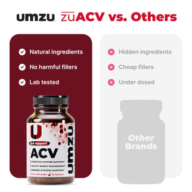 Capsules UMZU zuACV dans une main, montrant la taille de la capsule
