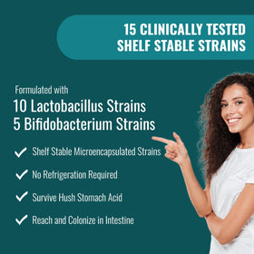 Capsules UpNourish Probiotiques sur une table en bois