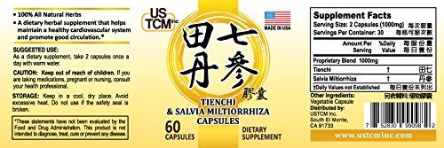 Capsules USTCM avec étiquette indiquant 100% naturelles