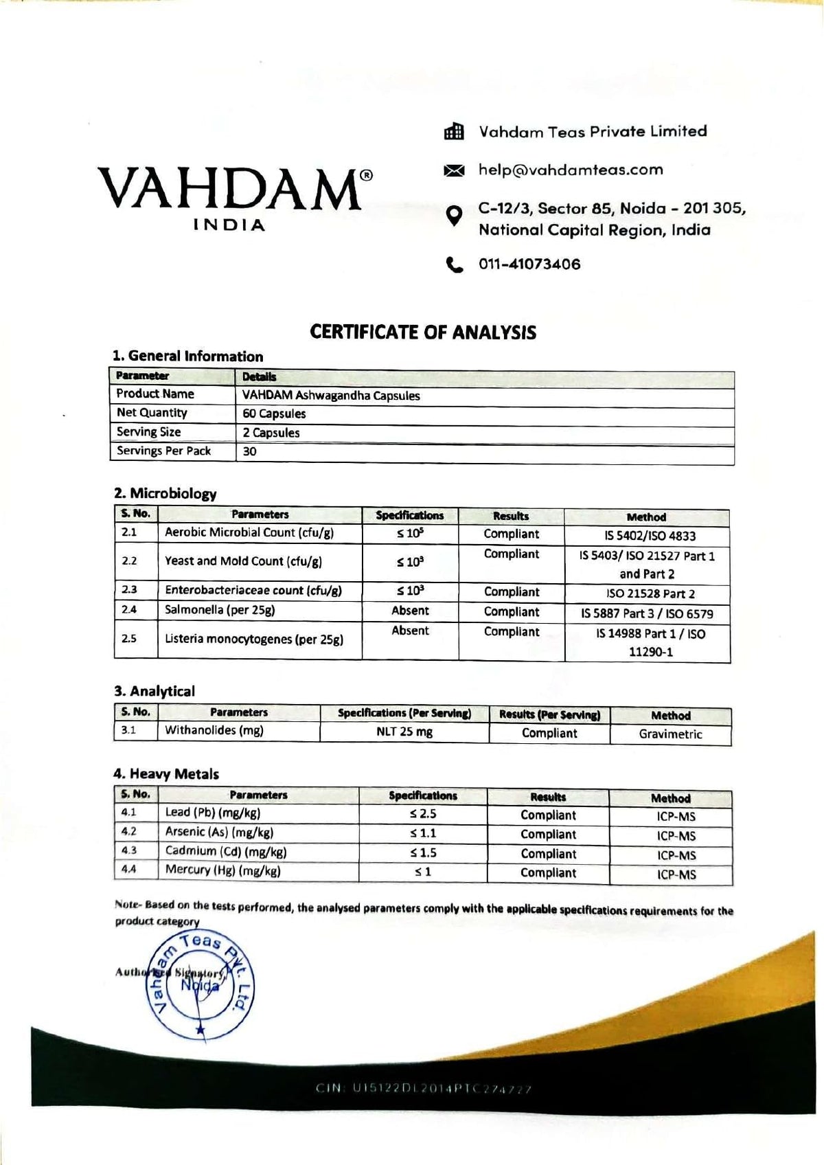 Capsules VAHDAM Ashwagandha sur une table en bois