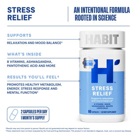 Capsules vegan anti-stress Health By Habit sur un fond blanc