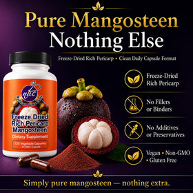 Capsules vegan de mangoustan en gros plan