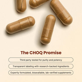 Capsules véganes CHOQ Daily sur une surface blanche
