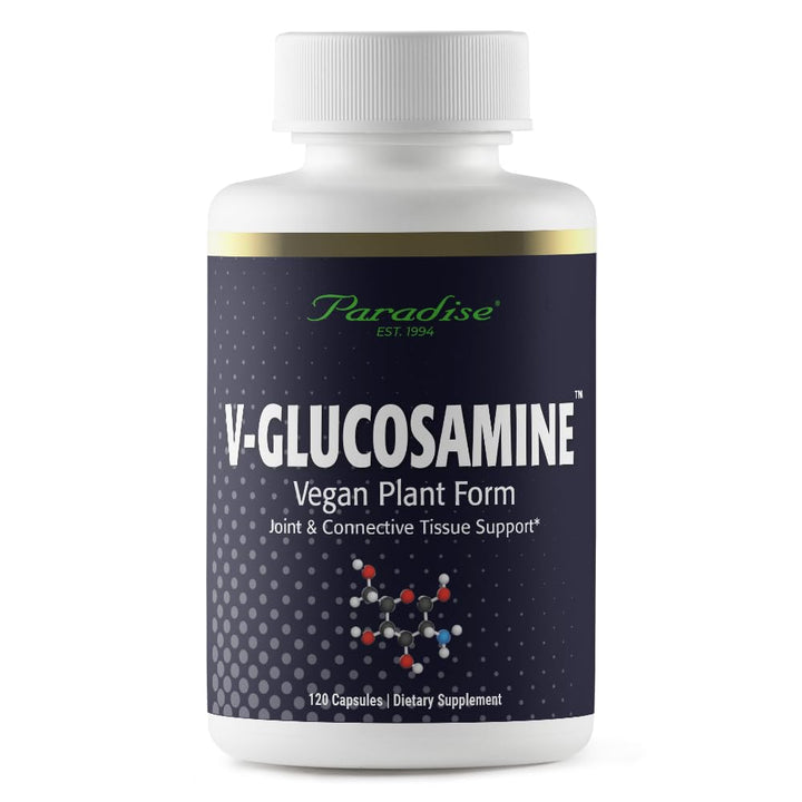 Capsules véganes V-Glucosamine de Paradise Herbs, vue avant avec étiquette
